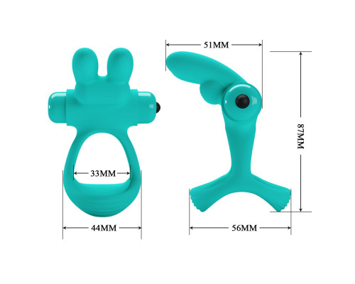 Бирюзовое эрекционное виброкольцо Passionate Dante