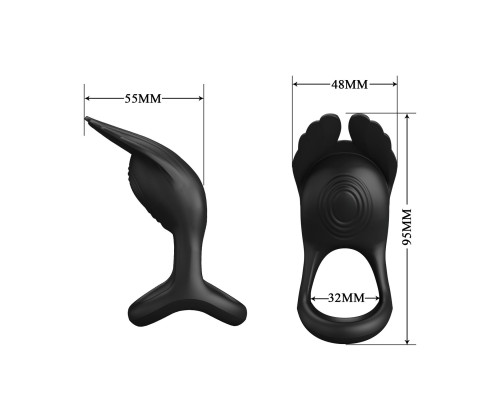 Черное перезаряжаемое виброкольцо на пенис Silas