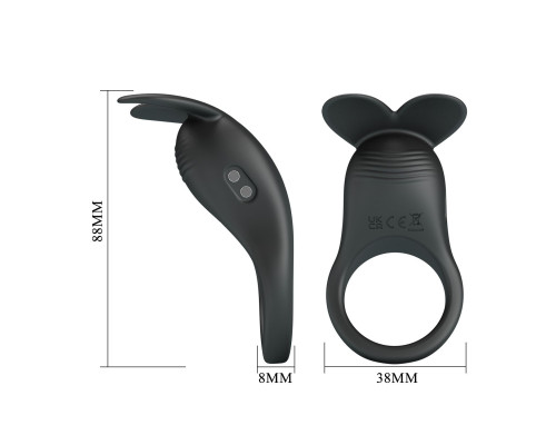 Черное перезаряжаемое виброкольцо Carlton