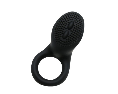 Чёрное эрекционное виброкольцо со стимулятором клитора Cobra
