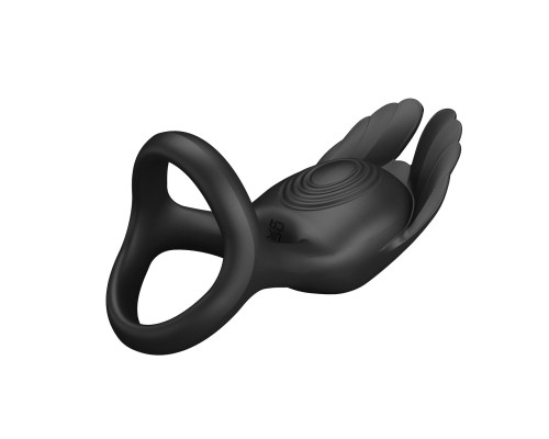 Черное перезаряжаемое виброкольцо на пенис Silas