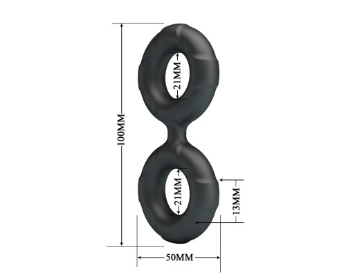 Черное двойное эрекционное кольцо Radwan