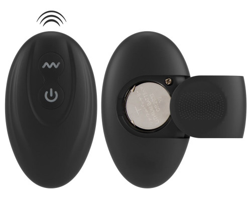 Черное эрекционное кольцо со стимуляцией промежности и анальной пробкой Cock Ring with RC Prostate Plug