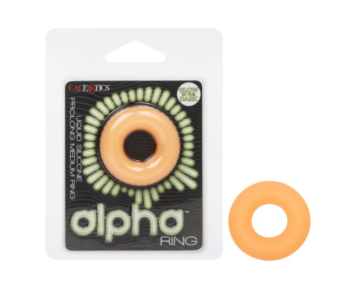 Оранжевое люминесцентное эрекционное кольцо Glow-In-The-Dark Liquid Silicone Prolong Medium Ring