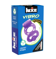 Фиолетовое эрекционное виброкольцо Luxe VIBRO «Секрет Кощея» + презерватив