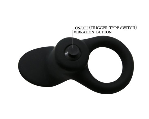 Чёрное эрекционное виброкольцо со стимулятором клитора Cobra