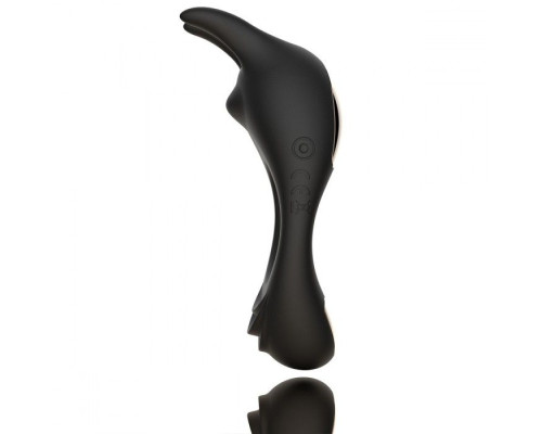 Черное эрекционное кольцо с двумя моторами Zeus Dual Vibe Cock Ring