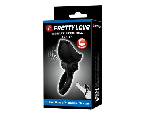 Черное эрекционное кольцо с вибрацией Adrien