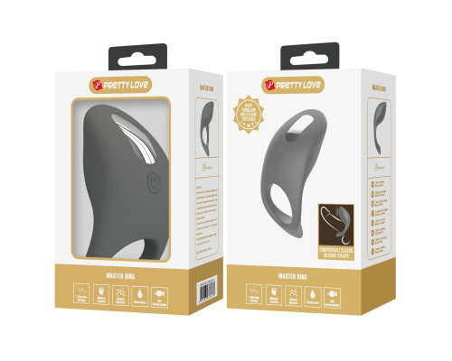 Серое эрекционное кольцо с вибростимуляцией клитора