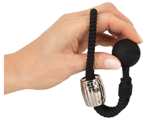 Черное эрекционное лассо с шариком-утяжелителем Heavy Rope