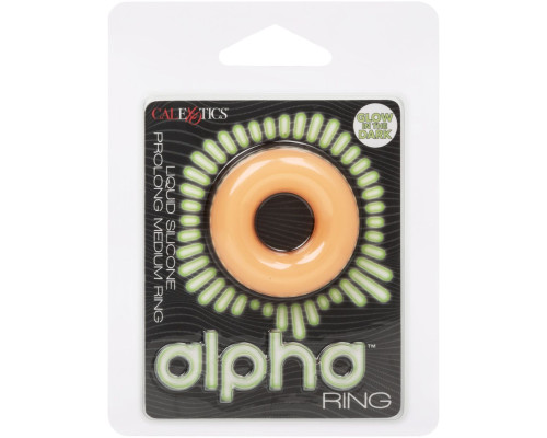 Оранжевое люминесцентное эрекционное кольцо Glow-In-The-Dark Liquid Silicone Prolong Medium Ring