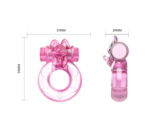 Розовое эрекционное виброкольцо с кошкой на вибропуле