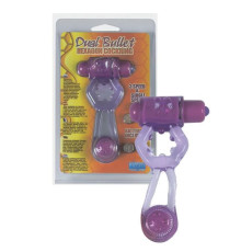 Фиолетовое эрекционное кольцо Dual Bullet Hexagon Cockring