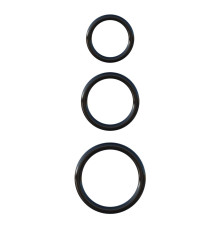 Набор из трех черных эрекционных колец Silicone 3-Ring Stamina Set