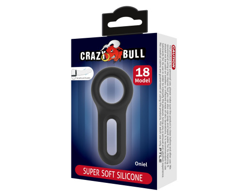 Черное эрекционное кольцо Oniel с петлёй для мошонки