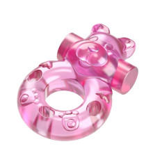 Розовое эрекционное виброкольцо с мишкой на вибропуле