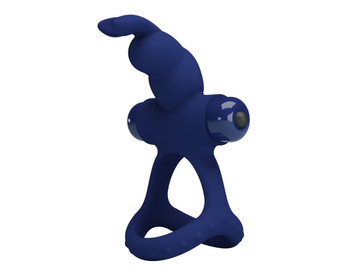 Синее эрекционное кольцо с вибрацией Luchito