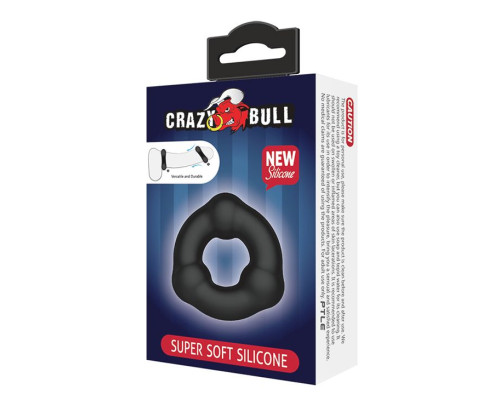 Черное эрекционное кольцо с 3 шариками