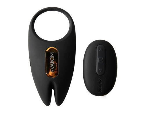 Черное эрекционное кольцо с вибрацией и пультом ДУ Winni 2