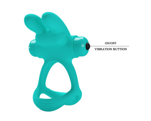 Бирюзовое эрекционное виброкольцо Passionate Dante