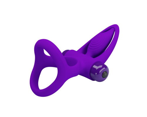 Фиолетовое эрекционное кольцо с 10 режимами вибрации и подхватом мошонки