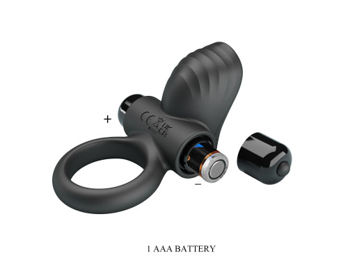 Черное эрекционное кольцо с вибрацией Adrien