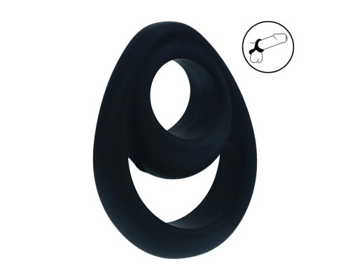 Черное эрекционное кольцо Double Ergo Silicone Cockring