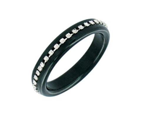 Чёрное эрекционное кольцо со стразами MAGIC DIAMOND