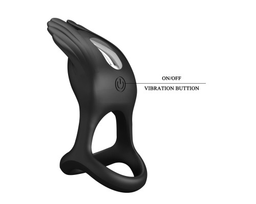 Черное перезаряжаемое виброкольцо на пенис Silas