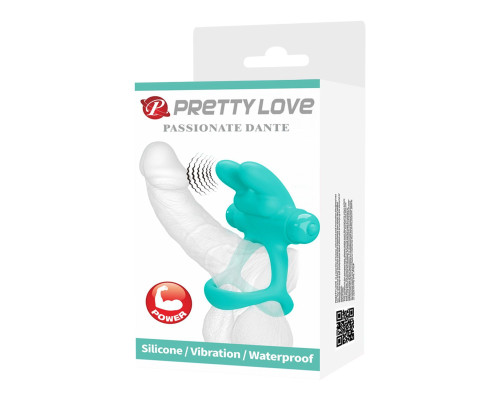 Бирюзовое эрекционное виброкольцо Passionate Dante