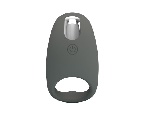 Серое эрекционное кольцо с вибростимуляцией клитора