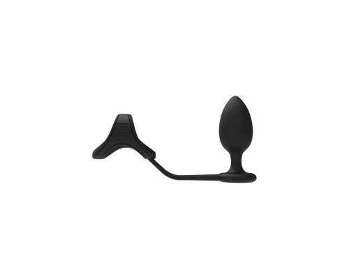 Черное эрекционное кольцо с анальной пробкой Cockstrap With Anal Plug