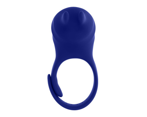 Синее эрекционное виброкольцо с клиторальной подушечкой и пультом ДУ Adjustable Fun Ring