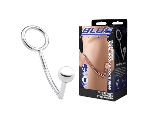 Кольцо на пенис с анальным стимулятором Stainless Steel Anal Hook   Cock Ring