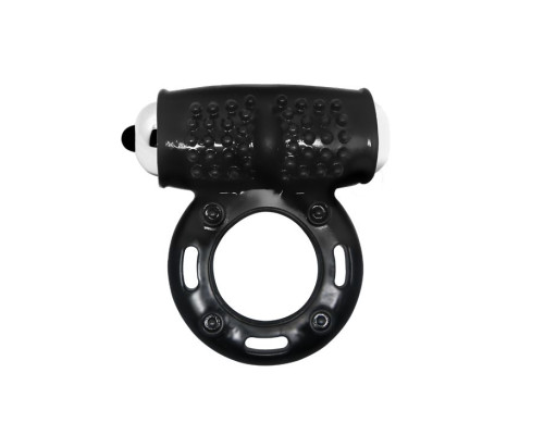 Черное эрекционное кольцо с 10 режимами вибрации