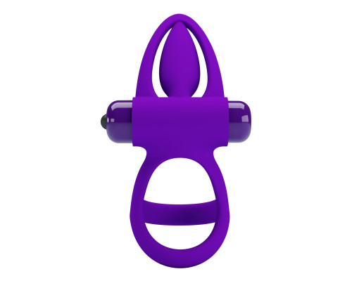 Фиолетовое эрекционное кольцо с 10 режимами вибрации и подхватом мошонки