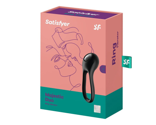 Черное эрекционное виброкольцо Majestic Duo