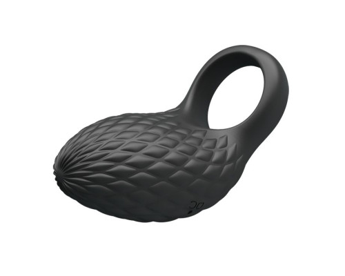 Черное эрекционное виброкольцо с рельефным дизайном Heloise