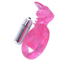 Розовая вибронасадка со стимулятором клитора  Язычок