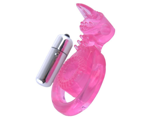 Розовая вибронасадка со стимулятором клитора  Язычок