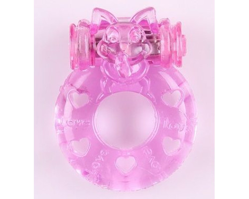 Розовое виброкольцо  Задорный кролик