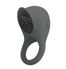 Серое эрекционное виброкольцо со стимуляцией клитора