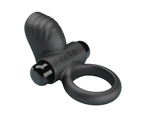 Черное эрекционное кольцо с вибрацией Adrien