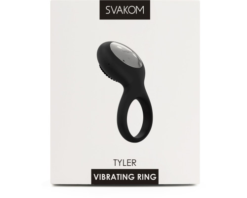 Чёрное перезаряжаемое эрекционное виброкольцо Tyler