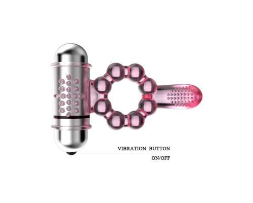 Розовое эрекционное кольцо с вибростимуляцией клитора Baile