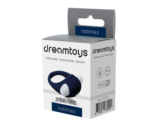 Гладкое синее эрекционное виброкольцо STIMU RING