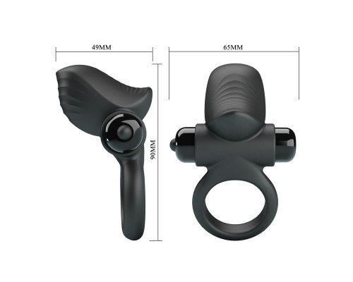 Черное эрекционное кольцо с вибрацией Adrien