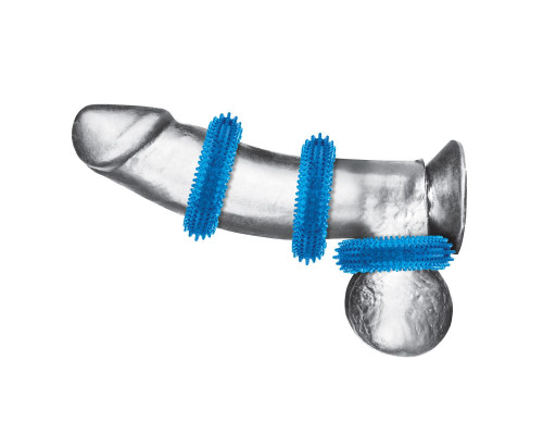 Комплект из трех голубых колец для эрекции 3-Pack Ultra-Stim Stretch Cock Rings