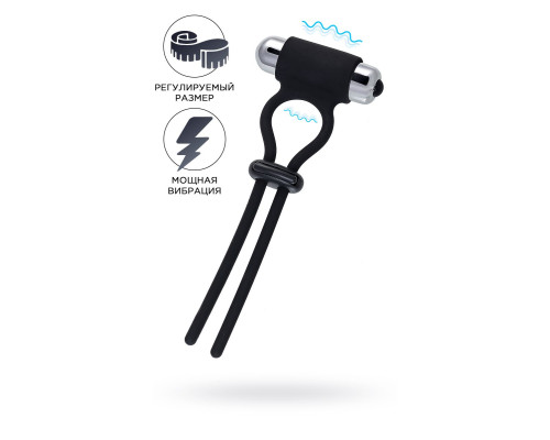 Черное эрекционное лассо на пенис Jat