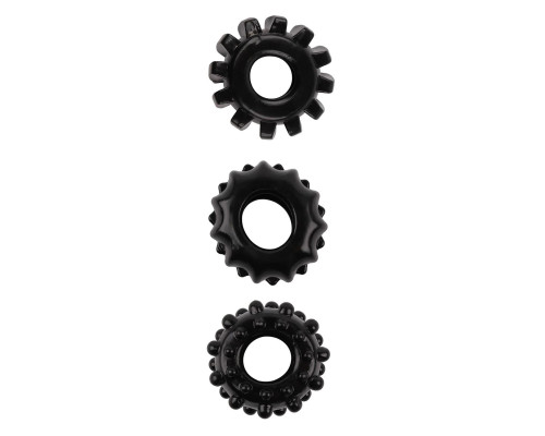 Набор из 3 черных эрекционных колец SET OF 3 COCKRINGS